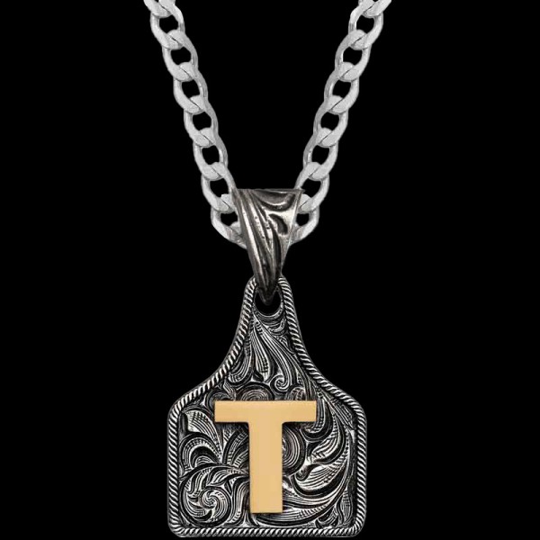 Mini Initial Cow Tag Necklace 